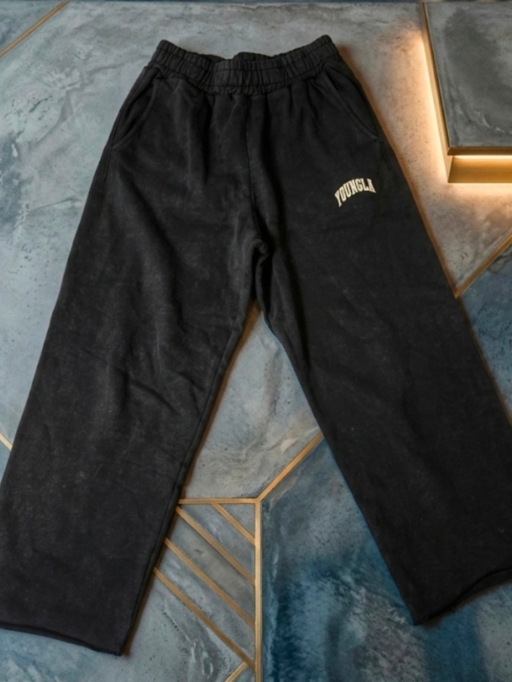 (SOLD)YoungLA 2088 Black Wash New Wave Baggy Sweatpants-Size Medium NWT